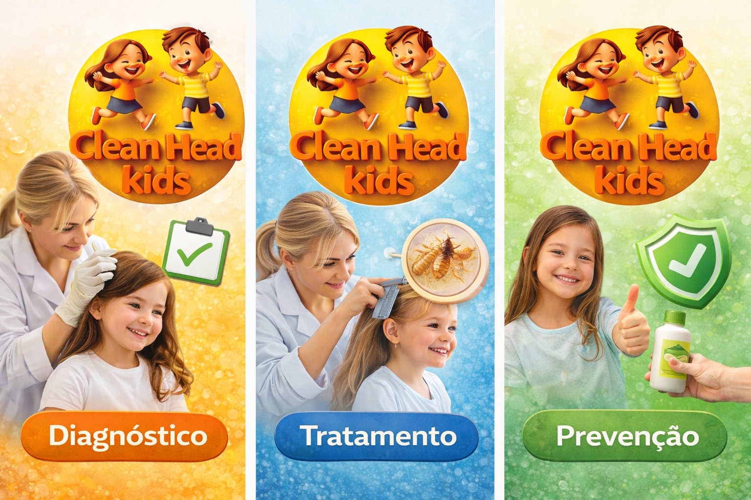 Clean Head Kids: diagnóstico, tratamento e prevenção de piolhos